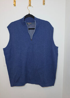 Peter Millar Mens Blue Gray Sleeveless 1/4 Zip Golf Vest Size XXL